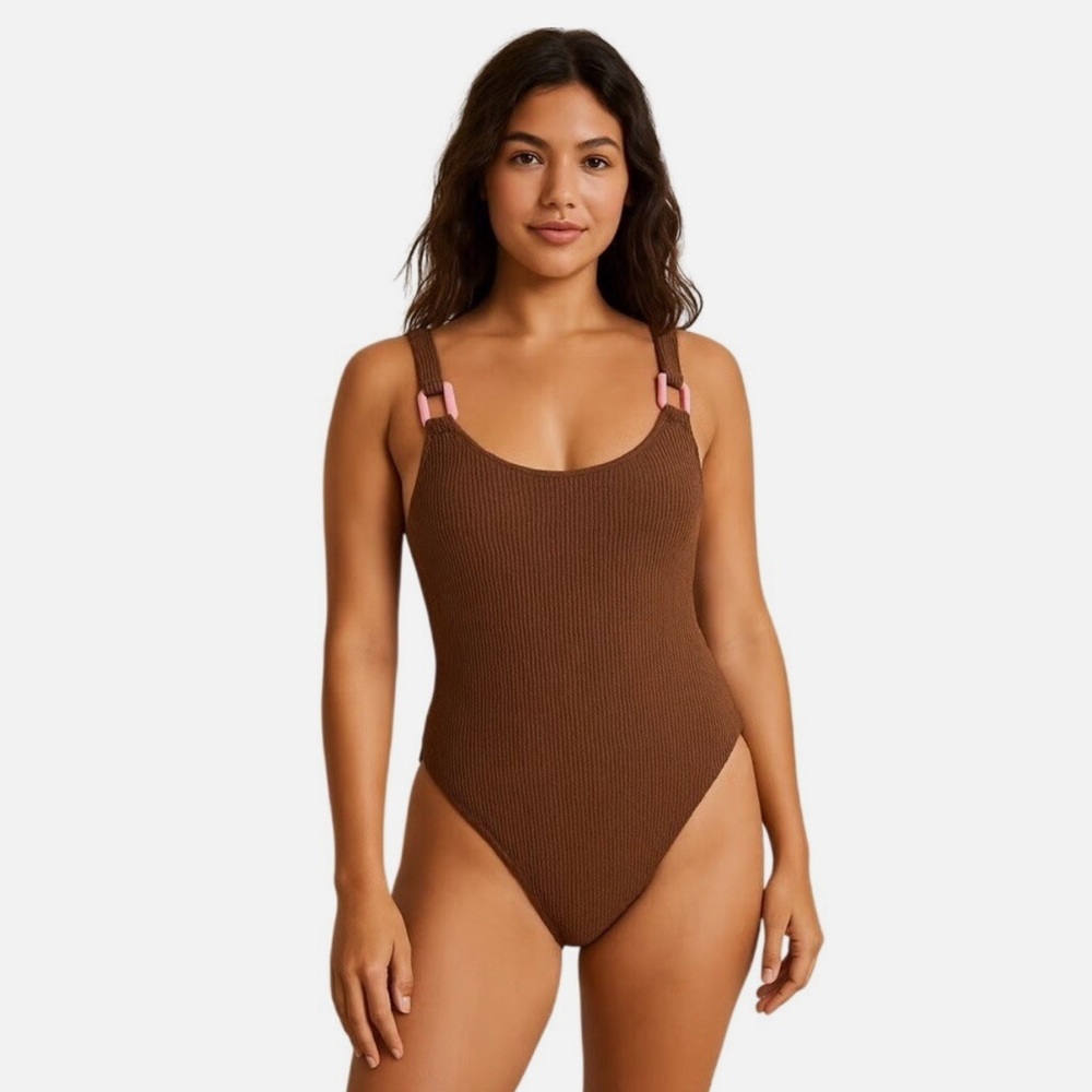 aerie Olive Green Ribbed One-Piece Swimsuit